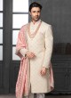 Off-White Lucknowi Work Sherwani For Marriage